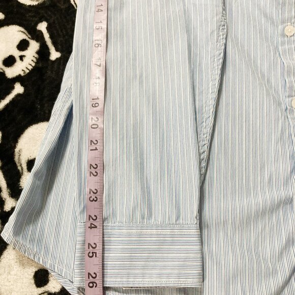 CALVIN KLEIN Men's blue vertical striped button-down shirt ~ LARGE button-down - Picture 8 of 12